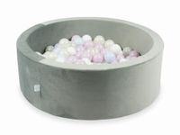 Suchy basen z piłeczkami 200 sztuk 90x30 Velvet szary (różowe jasne perłowe, błękitne jasne perłowe, opalizujące, białe)