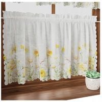 Firana kuchenna zazdrostka WIOSENNA kwiaty żółte 100x60 woal malowany