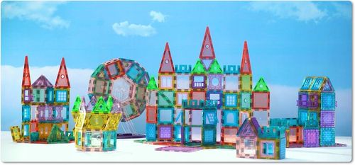 KLOCKI MAGNETYCZNE 3D konstrukcyjne DUŻE Zestaw 45 el. Magnetic Tiles na Arena.pl