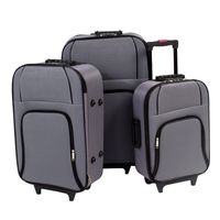 Duże szare walizki z tworzywa na kółkach do samolotu H23-015G komplet 3 szt. 19/23/27