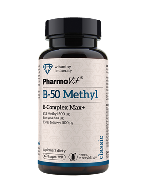 Witamina B-50 Methyl B-COMPLEX Max+ 60 Kapsułek Bezglutenowa zdjęcie 1