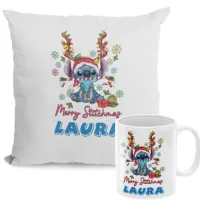 ZESTAW KUBEK + PODUSZKA LILO STITCH TWOJE IMIĘ prezent święta