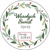 naklejki ŚWIĄTECZNE z życzeniami twoim LOGO 100szt dla klientów sklepu
