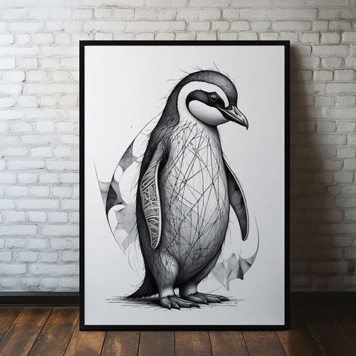 Plakat cyfrowy do wydruku pingwin rysunek na Arena.pl