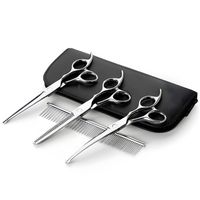 NOŻYCZKI DO STRZYŻENIA PSÓW GRZEBIEŃ ZESTAW DLA PSA OSTRE ZAKRZYWIONE ETUI