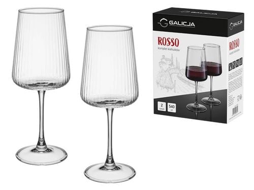 Komplet 2 kieliszków do czerwonego wina 540 ml wody drinków ryflowany na Arena.pl