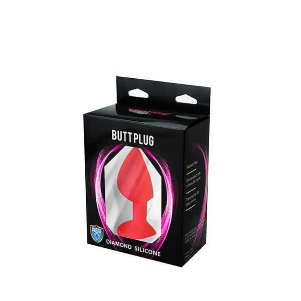 Red Large Butt Plug With White Crystal zdjęcie 3