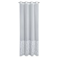 Firana INGA 140X250 cm biały haft kwiatowy metalowe przelotki