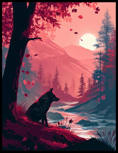 Plakat 50x65cm Wilk Przy Brzegu Lasu na Arena.pl