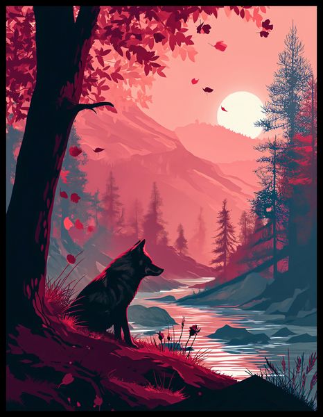 Plakat 50x65cm Wilk Przy Brzegu Lasu zdjęcie 2