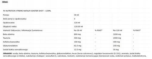 FA NAPALM IGNITER JUICE SHOT 12 X 120ML Exotic. na Arena.pl