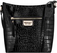 Monnari - torebka listonoszka raportówka krokodyl lakier czarny BAG4740