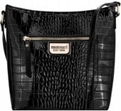 Monnari - torebka listonoszka raportówka krokodyl lakier czarny BAG4740