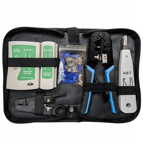 TESTER SIECIOWY ZACISKARKA STRIPPER WCISKACZ WTYKI RJ45 ZESTAW XXL + ETUI na Arena.pl