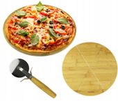 DESKA BAMBUSOWA DO SERWOWANIA PIZZY 2W1 Z NOŻEM