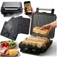 OPIEKACZ 4w1 2200W Grill Gofrownica Panini Toster Regulacja Temp. LED Timer