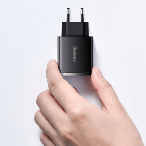 BASEUS SZYBKA ŁADOWARKA SIECIOWA 2x USB / USB-C MOCNY ZASILACZ 30W 3A PD QC na Arena.pl