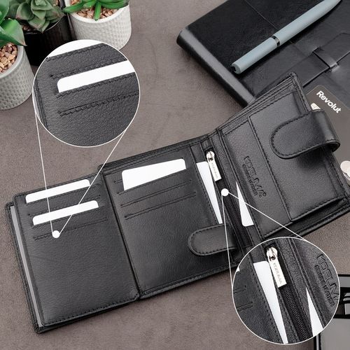 Pojemny PORTFEL MĘSKI Skórzany Pionowy OCHRONA RFID BLOCK Karty | KORUMA na Arena.pl