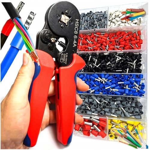 ZACISKARKA PRASKA KONEKTORÓW TULEJEK KOŃCÓWEK KABLI PRZEWODÓW ZESTAW x1200 na Arena.pl