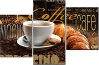 60 90CM OBRAZ 3 ELEM PORANNA KAWA ŚCIENNY DRUK PŁÓTNO