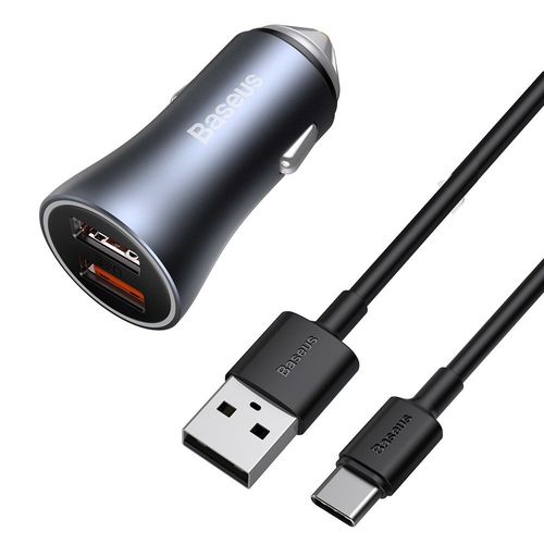 Szybka ładowarka samochodowa 2x USB 40W QC SCP FCP AFC + kabel USB-C szary na Arena.pl