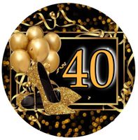 Opłatek na tort Urodziny 18 30 40 50 60 Balony Szampan Buty Szpilki