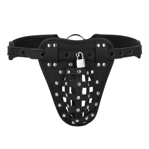 Pu Leather Chastity Jock - Black zdjęcie 4