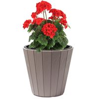 Doniczka okrągła imitacja drewna 21 L beżowy Ø 35 cm - stylowa i wytrzymała dekoracja do domu i ogrodu