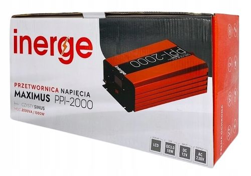 PRZETWORNICA NAPIĘCIA MAXIMUS 12V 230V 2000VA 1000W CZYSTY SINUS QC 3.0 LCD na Arena.pl