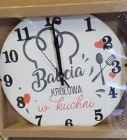 zegar ścienny  30cm  BABCIA KRÓLOWA KUCHNI