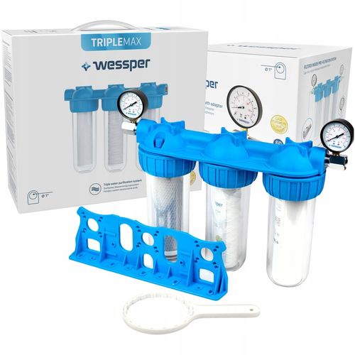 Filtr wody na cały dom 1 cal 3 stopniowy do domu + 3x filtr 2x manometr na Arena.pl