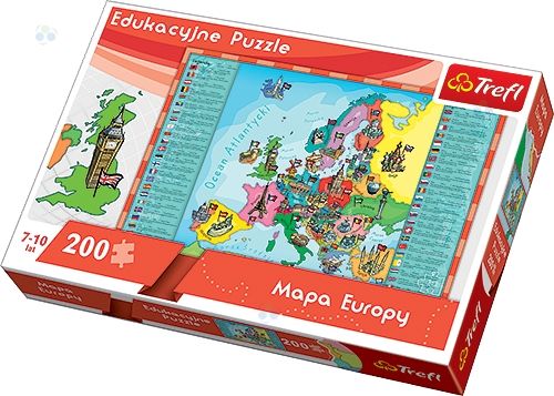 PUZZLE EDUKACYJNE 200 EL MAPA EUROPY na Arena.pl