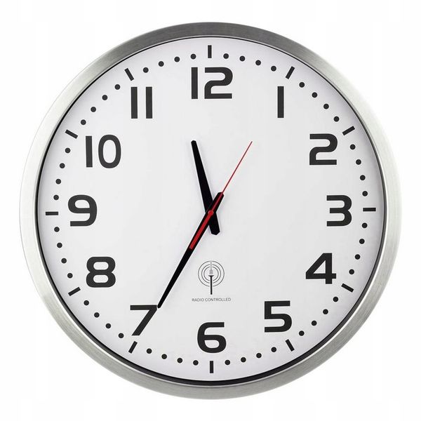 Zegar ścienny sterowany radiowo 50cm DCF77 aluminium zdjęcie 1