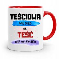 Kubek Czerwony Dla Teścia Taty Teść Wie Wszystko Z Nadrukiem Ze Zdjęciem