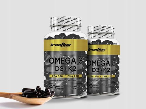 IRONFLEX OMEGA 3 D3+K2+ VIT E 90 kaps ZDROWE SERCE KOŚCI ZĘBY KWASY EPA DHA na Arena.pl