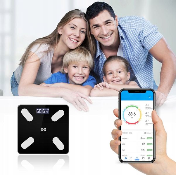WAGA ŁAZIENKOWA ANALITYCZNA SMART APLIKACJA BLUETOTH SZKŁO + BATERIE GRATIS zdjęcie 8