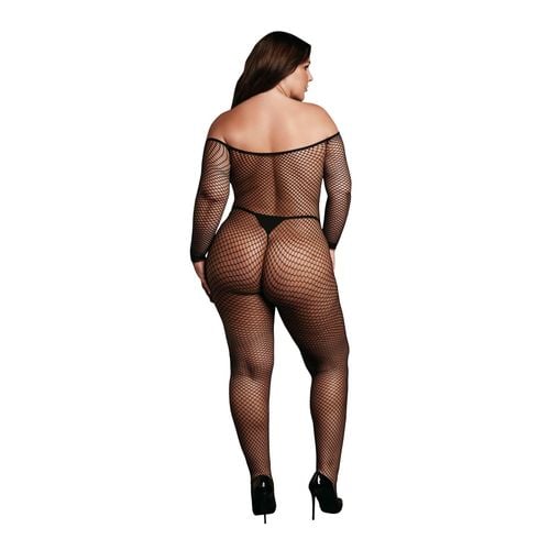 bodystocking with off shoulder neckline, fishnet structure and open crotch. na Arena.pl