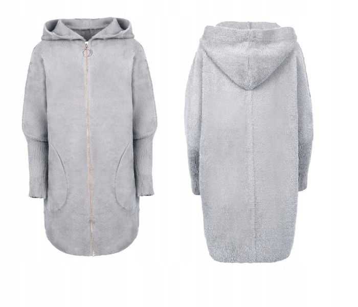 PŁASZCZ ALPAKI KURTKA ZAMEK WEŁNA SUWAK SZARY zdjęcie 5