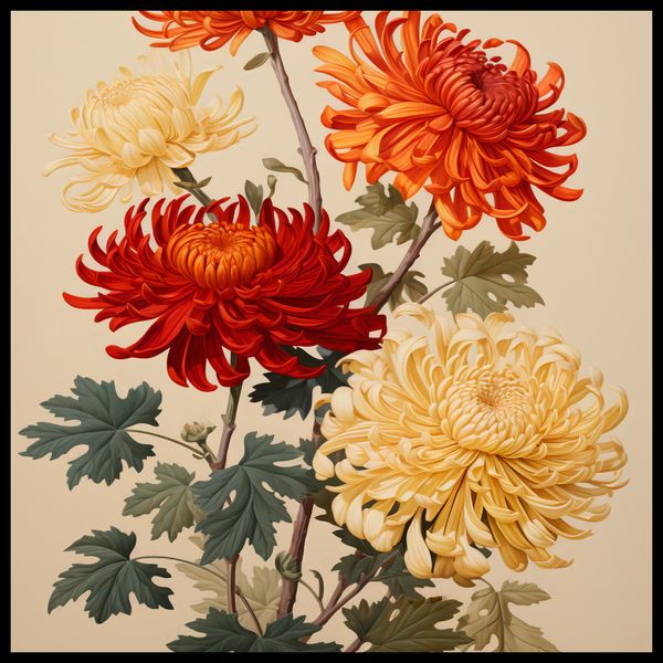 Plakat 60x60cm Tańczące Chryzantemy zdjęcie 2