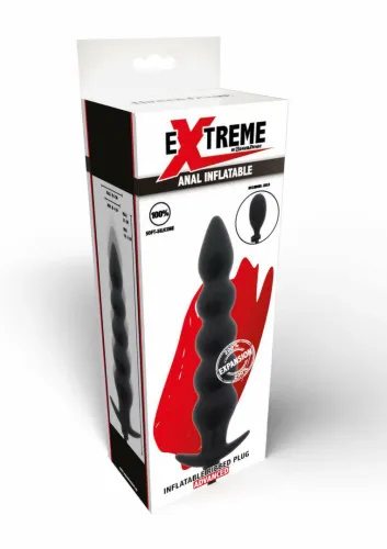 extreme inflatable ribbed plug advance silikonowy, pompowany, czarny na Arena.pl