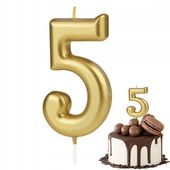 ŚWIECZKA URODZINOWA CYFERKA 5 ZŁOTA METALICZNA CYFRA NA IMPREZĘ URODZINOWĄ
