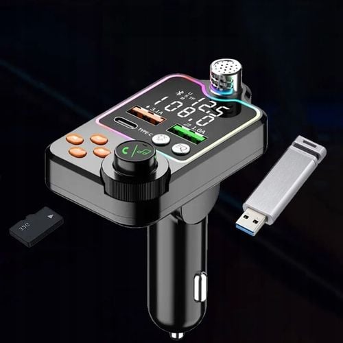 TRANSMITER BLUETOOTH SAMOCHODOWY BT 5.0 ŁADOWANIE QC 3x USB RGB AUDIO na Arena.pl