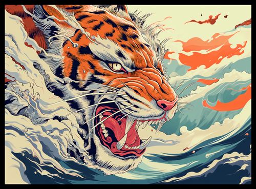 Plakat 55x40cm Tygrys Na Fali na Arena.pl