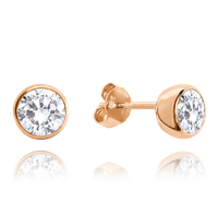 MINET Rose gold kolczyki srebrne z białymi cyrkoniami