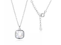 Rodowany srebrny naszyjnik gwiazd celebrytka kwadrat square biała cyrkonia srebro 925 Z1777NR_W