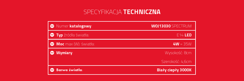 Żarówka LED kulka E14 230V 4W ciepła WW WOJ13030 SPECTRUM zdjęcie 5