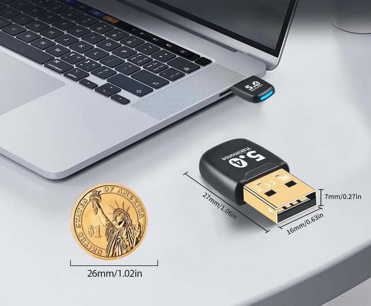 Adapter Bluetooth 5.4 USB Do PC Laptopa Hakimonoe BT542 Windows 11 10 zdjęcie 4