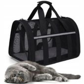 DUŻA SOLIDNA TORBA PODRÓŻNA TRANSPORTER DO KOTA PSA KRÓLIKA ZWIERZĄT CZARNA