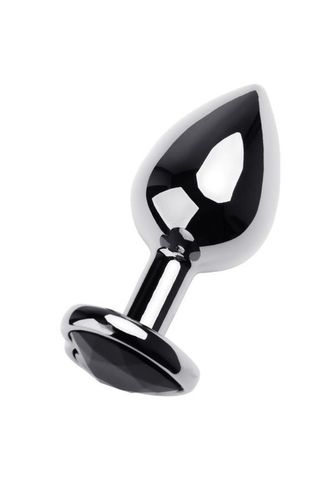 silver anal plug toyfa metal with black heart shaped gem, length 7 cm na Arena.pl