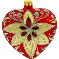 Bombka choinkowa szklana: Serce z czerwonymi kryształami: czerwone